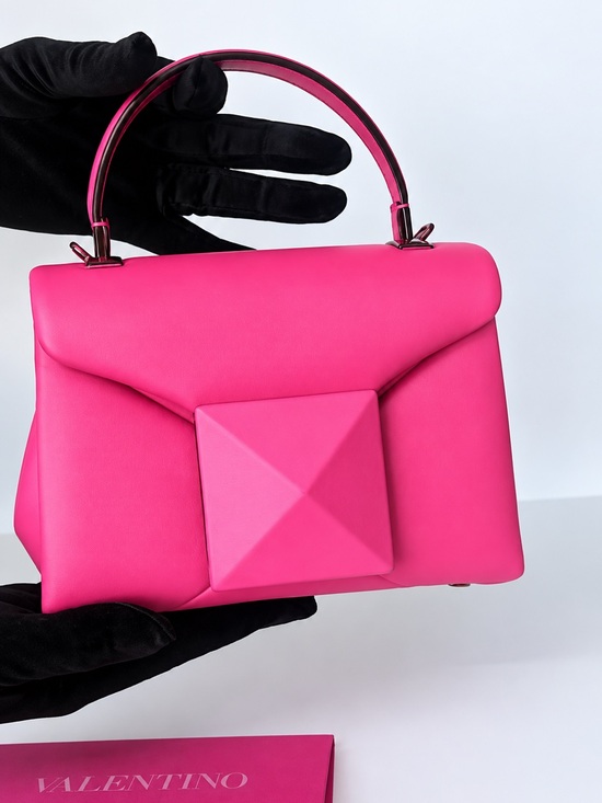 Valentino Handbags - VALENTINO GARAVANI Nappa Tonal Monochrome Mini One Stud Top Handle Bag Pink PP